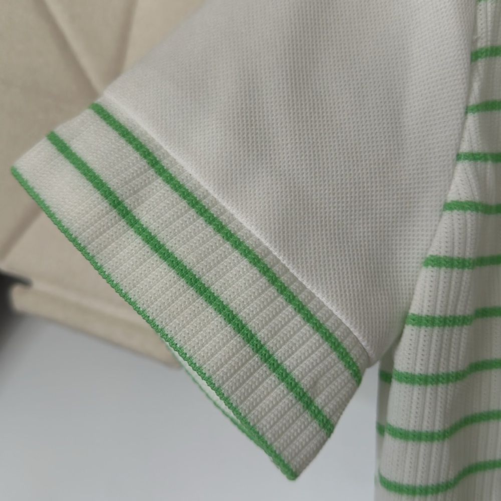 Vintage 60’s Polyester Green Striped Mini Dress Mod Masters Xs View 5